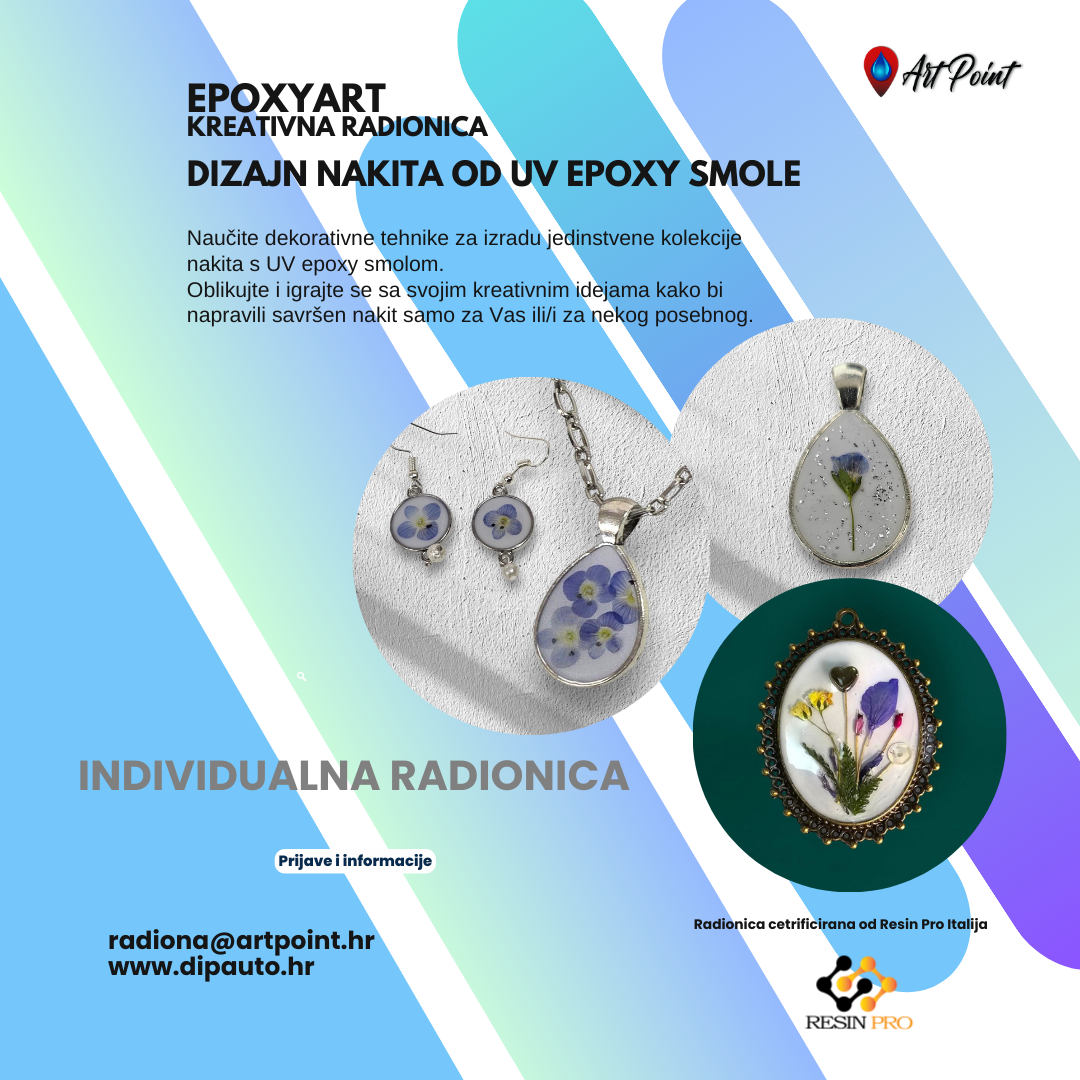 Individualna radionica - DIZAJN NAKITA OD UV EPOXY SMOLE EpoxyArt kreativna radionica 2 sata