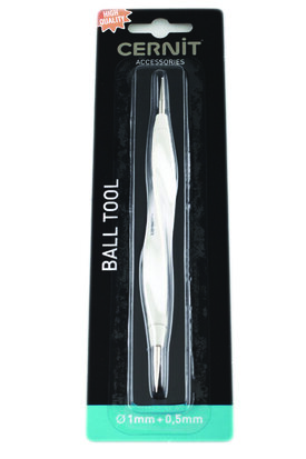 Cernit Ball Tool - dvostrani metalni alat s mikro kuglicama promjera 0,5 mm i 1 mm za modeliranje gline.