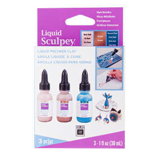 Liquid Sculpey Glam Metallics – tekuća polimerna glina, set 3 × 29 ml